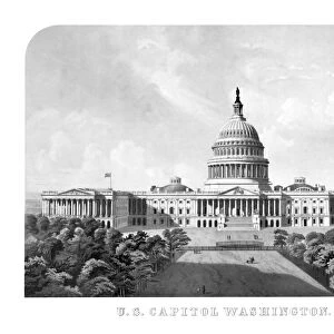 Vintage architecture print of The United States Capitol Building