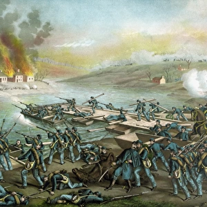 Vintage Civil War print of the Battle of Fredericksburg