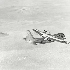 The YC-130 during its ferry flight from Burbank, California, to Edwards Air Force Base