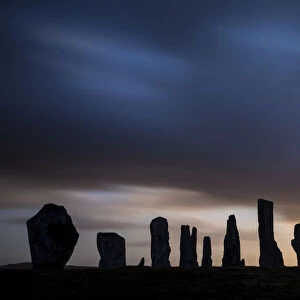 Callanish Stones silhouetted at dawn, Isle of Lewis, Outer Hebrides, Scotland, UK