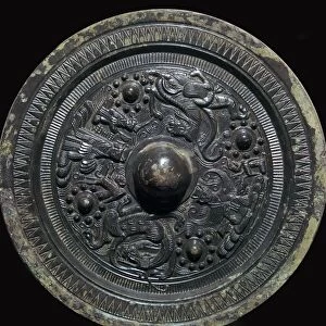 Chinese bronze mirror with figures of the Taoist gods, 2nd century