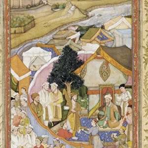 Da ud Receives a Robe of Honor from Munim Khan (llustration from The Akbarnama), ca 1604. Artist: Hiranand (active Early 17th cen. )