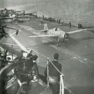 Fighter planes on board an aircraft carrier, Second World War, c1943. Creator: Unknown