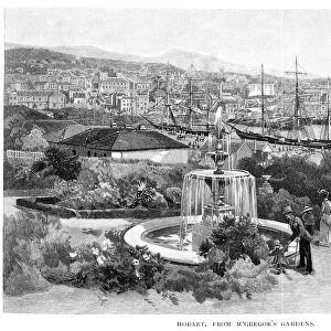 Hobart from McGregors Gardens, Tasmania, Australia, 1886. Artist: Albert Henry Fullwood