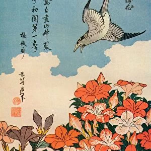 Hototogisu satsuki (Cuckoo and Azalea), c1828, (1936). Artist: Hokusai