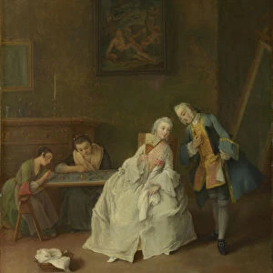 A Lady receiving a Cavalier, 1747-1755. Artist: Longhi, Pietro (1701-1785)