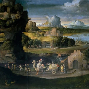 Landscape with Magicians, c. 1525. Creator: Girolamo da Carpi (1501-1556)