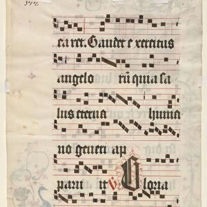 Leaf from an Antiphonary: Text (verso), c. 1480. Creator: Unknown