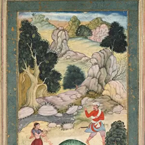 Lovers Parting, Page from a Book of Fables, c. 1590-95. Creator: Unknown