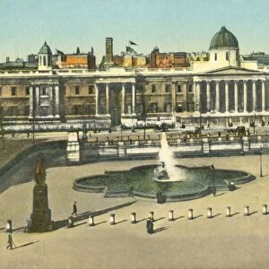 The National Gallery and Trafalgar Square, London, c1910. Creator: Unknown