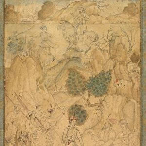 A Prince Visiting a Holy Man in a Rocky Landscape, c. 1590. Creator: Unknown