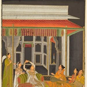 A Princess on a Terrace with Attendants at Night, c. 1760. Creator: Unknown