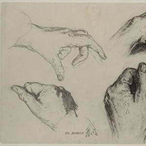 Study of Hands (recto), 1800s. Creator: Theodule Ribot (French, 1823-1891)
