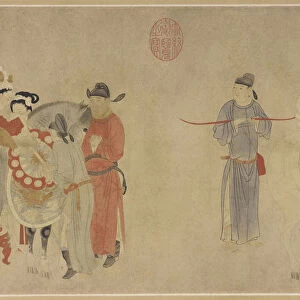 Yang Guifei Mounting a Horse, Emperor Xuanzong on horseback