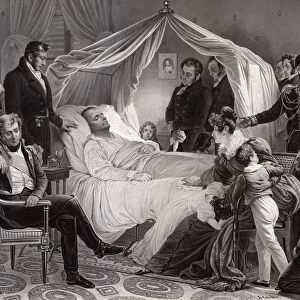 Napoleon 1St On His Death Bed On St Helene, May 5 1821. Based On A Painting By Charles De Steuben