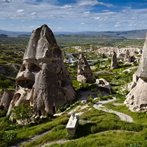 Rock Formations and Dwellings, Uchisar, Cappadocia, Turkey