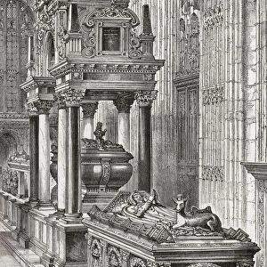The south aisle of Henry sevenths chapel or The Henry VII Lady Chapel, Westminster Abbey, City of Westminster, London, England. From London Pictures, published 1890