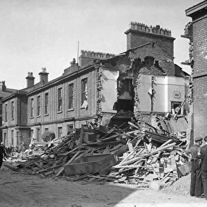 Bombed house in Waterloo, Sefton, Merseyside, caused during early morning raid