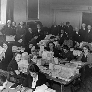 A busy scene at the Food Control Office, Newcastle as volunteer workers prepare food