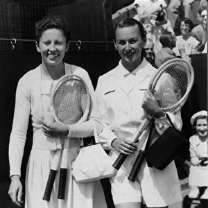 Gussie Moran (right) tennis player pictured June 1949 Gorgeous Gussie