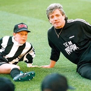 Kevin Keegan training with young Newcastle United fans