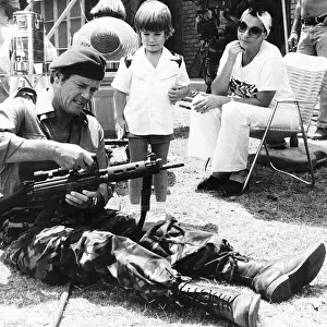 Roger Moore Actor during break from filming The Wild Geese with family