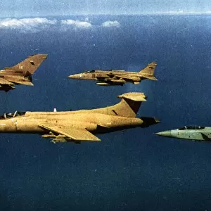 The four types of aircraft used in the Gulf War Front left Buccaneer BAe 1 Front second