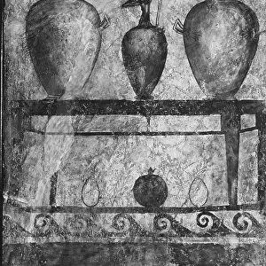 Shelves with china. Fresco originating from Pompeii and conserved in the Archaeological National Museum in Naples