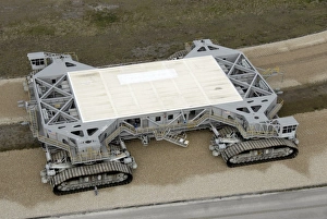 An aerial view of the crawler-transporter on the crawlerway An aerial view of the crawler-transporter on the crawlerway