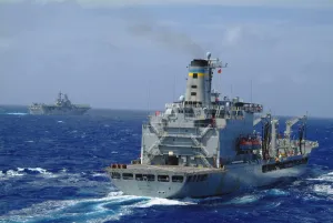 Amphibious assault ship USS Essex steams near USNS Walter S. Diehl Amphibious assault ship USS Essex steams near USNS Walter S. Diehl