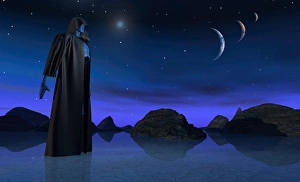 Android in alien landscape
