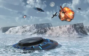 Artists concept of Operation High Jump to find secrect military base in the Antarctic Artists concept of Operation High Jump to find secrect military base in the Antarctic