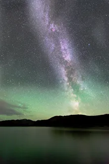 aurora borealis milky way fish lake yukon canada