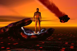 <b class=qtipBold><figcaption>The beginning and end of humanity</figcaption></b><br>The beginning and end of humanity.<br><em>© Mark Stevenson/Stocktrek Images</em> The beginning and end of humanity
