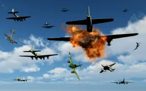 German Messerschmitt 262 planes attacking B-17 Flying Fortress bombers German Messerschmitt 262 planes attacking B-17 Flying Fortress bombers