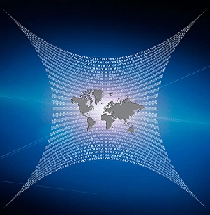 Internet represented by web of binary code