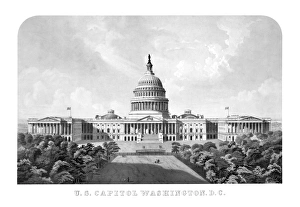 Vintage architecture print of The United States Capitol Building Vintage architecture print of The United States Capitol Building